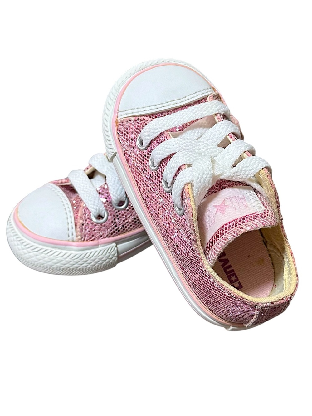 Converse Chuck Taylor Pink Glitter Low Top Lace Up Sneakers Infants 4